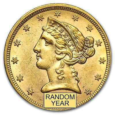 Special Price! $5 Liberty Gold Half Eagle Au (random Year)