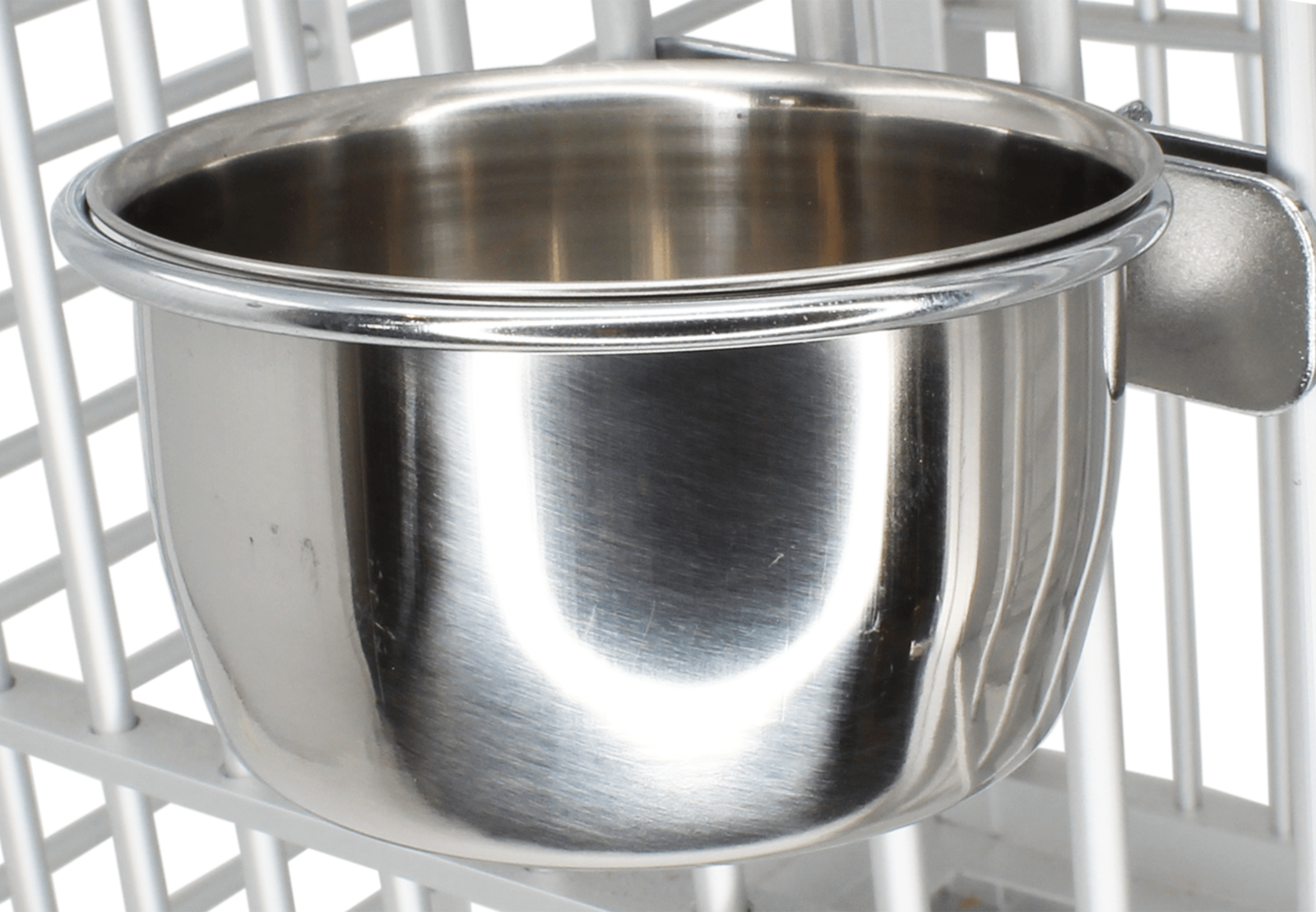 800120 Stainless Steel 5 Oz Cage Coop Clamp Bolt Cup Bird Dog Food Water Bowl