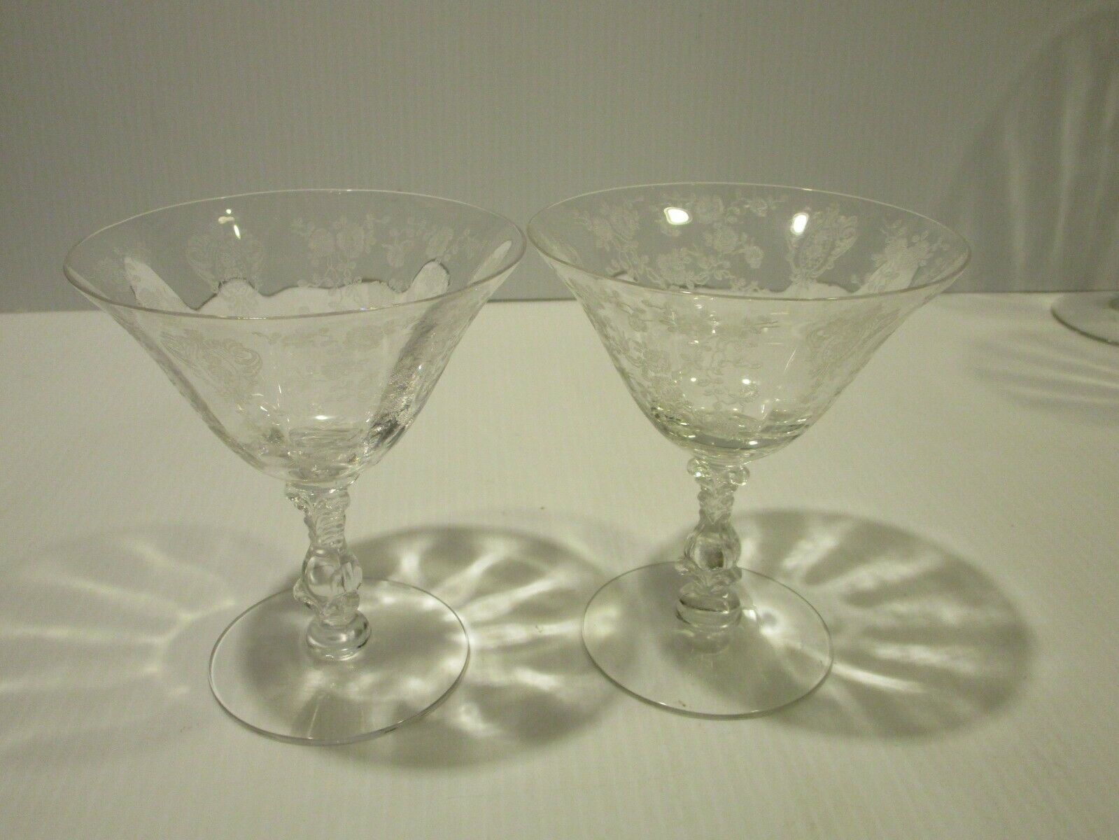Vintage Cambridge Rose Point Pair Cocktail Glasses