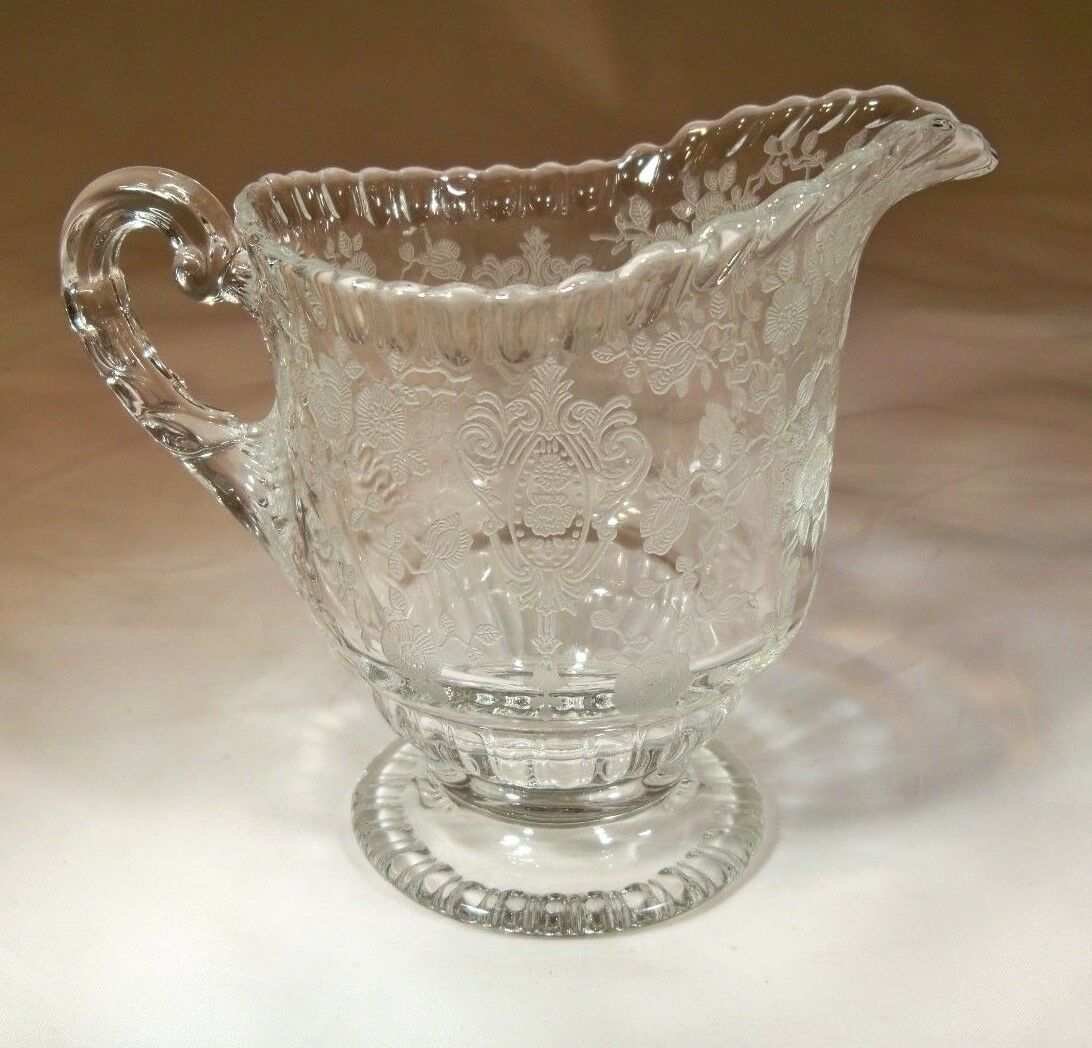 Cambridge Rose Point 3500/14 Gadroon 4" Tall Footed Creamer Or Cream Pitcher!