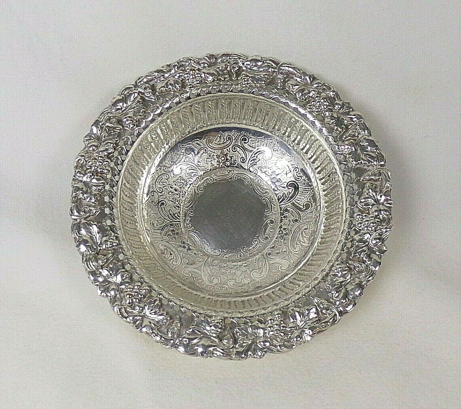Sheffield Reproductions 6" Bowl Silverplated Reticulated Grapes Vines   <b>